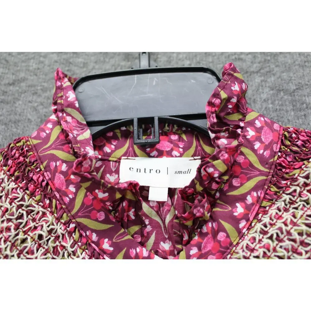 Entro Floral Yoked Long Sleeve Top Size Small - Picture 5 of 8